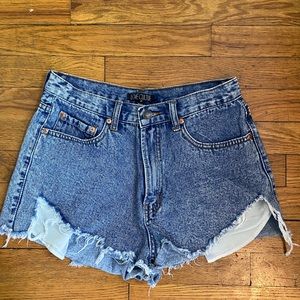High rise cheeky denim shorts